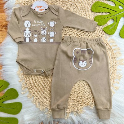  Kit 6 Peças - 6 Baby Animals - Marrom